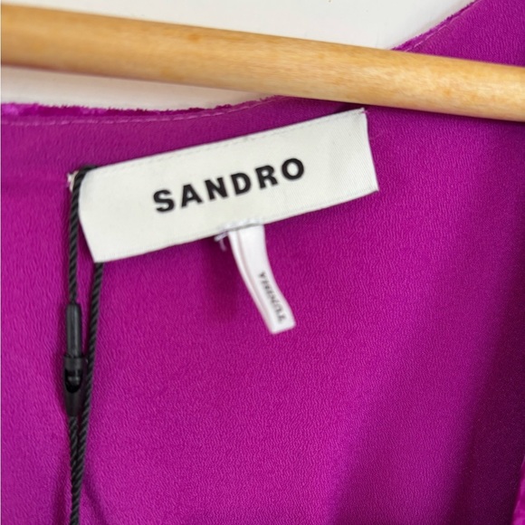 SANDRO Paris Velvet Mini Dress in The Color Garnet. - Picture 9 of 14